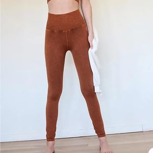 Free People High Rise 7/8 Length Good Karma Leggings in Toasted Coconut